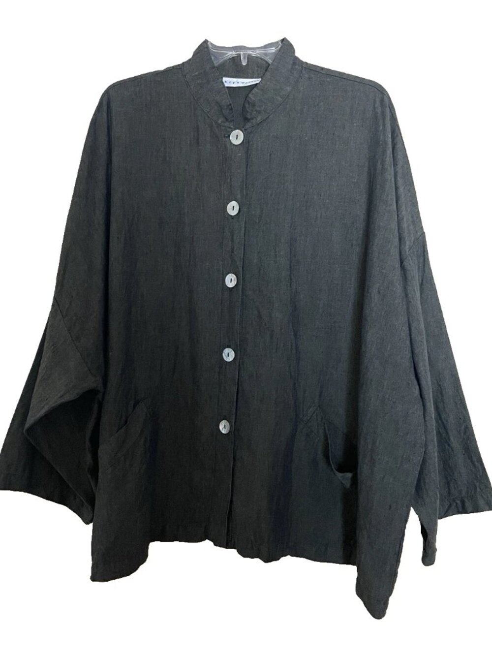 Bryn Walker Danuta Linen Button Front Jacket Kimono Size Large Lagenlook Artsy